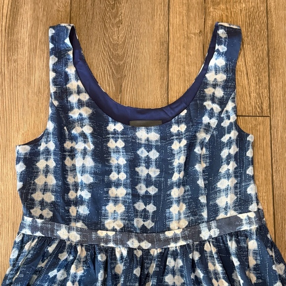 ModCloth Blue White Ikat Geometric Fit & Flare Dress Size S Retro Easter Boho - Picture 8 of 14